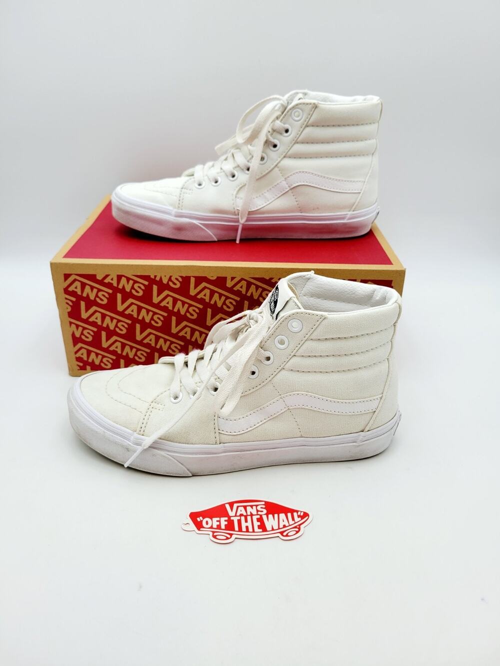 VANS SK8-HI Skateboard Shoes White Old Skool High Top Men 7 / Women 8.5